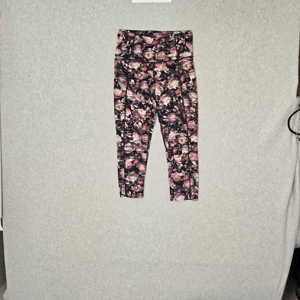 Lululemon Women Legging 4 Pink Fast Free‎ Crop II Floral Yoga Nulux 20"